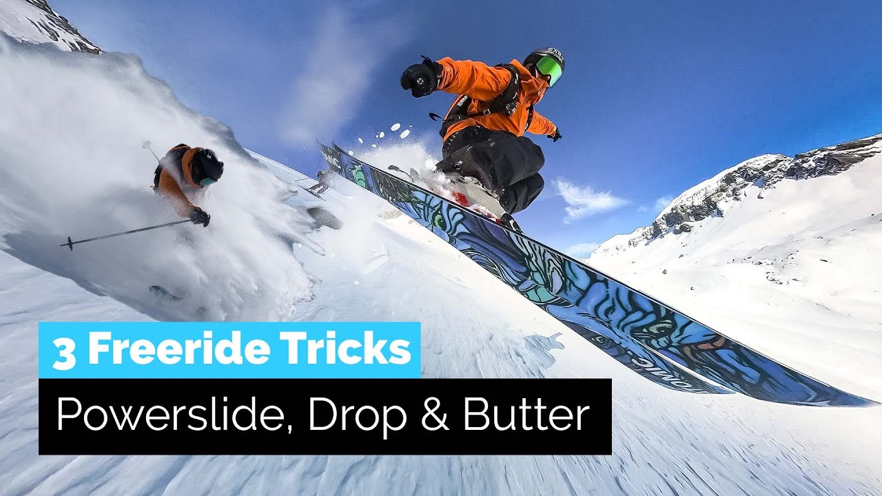 3 Easy Freeride Tricks on Skis | Powerslide, Drop & Butter