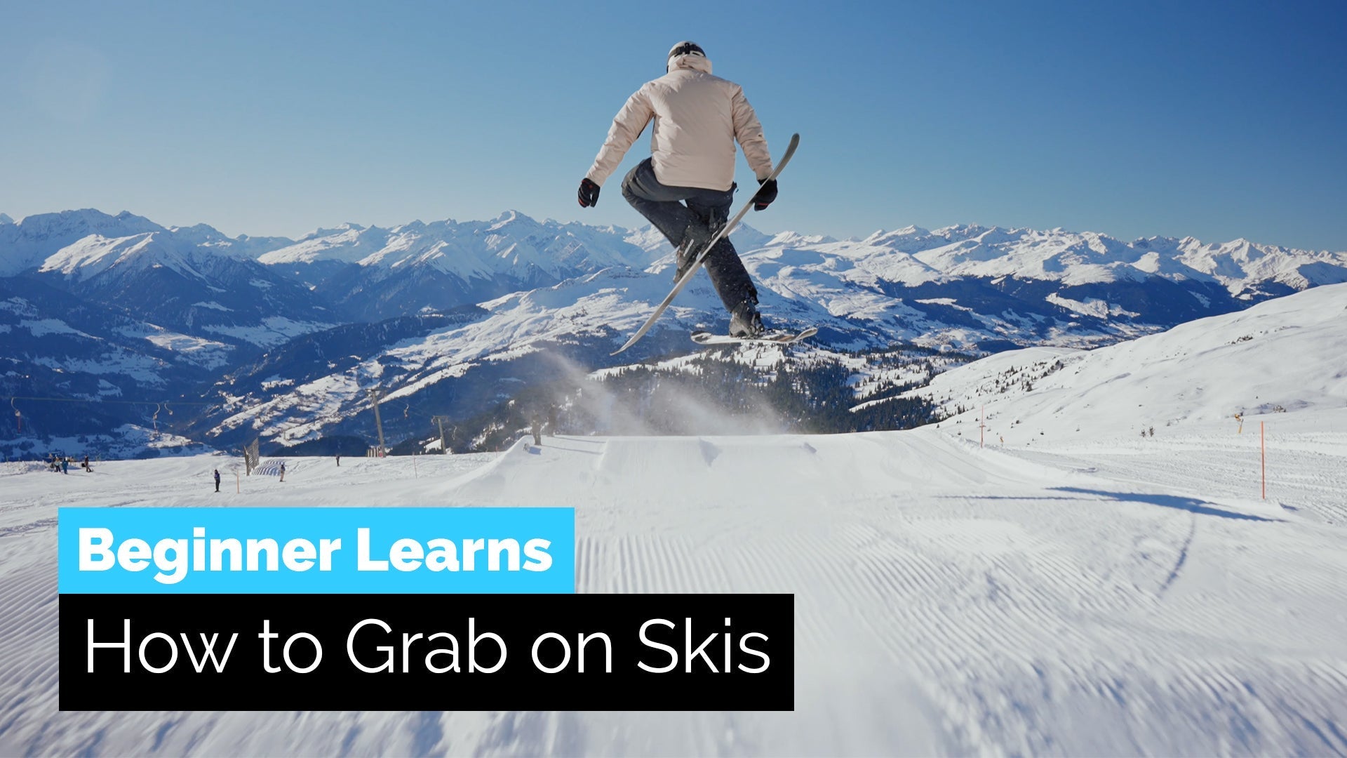 Beginner Learns How to Grab on Skis