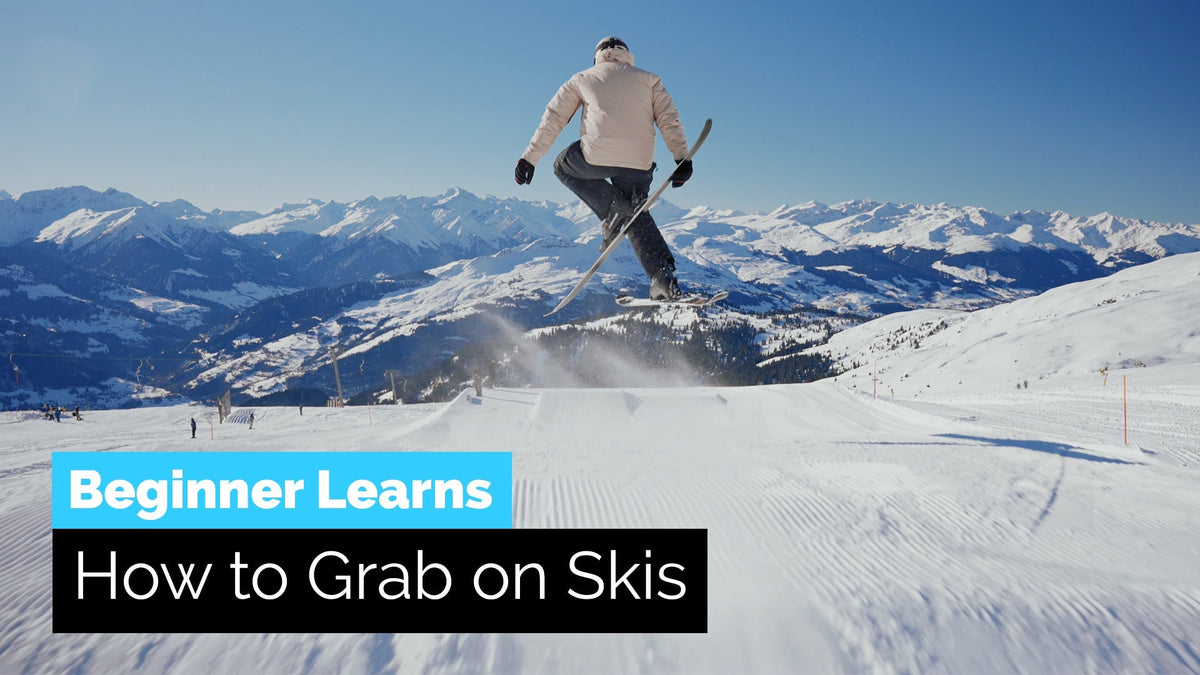 Beginner Learns How to Grab on Skis